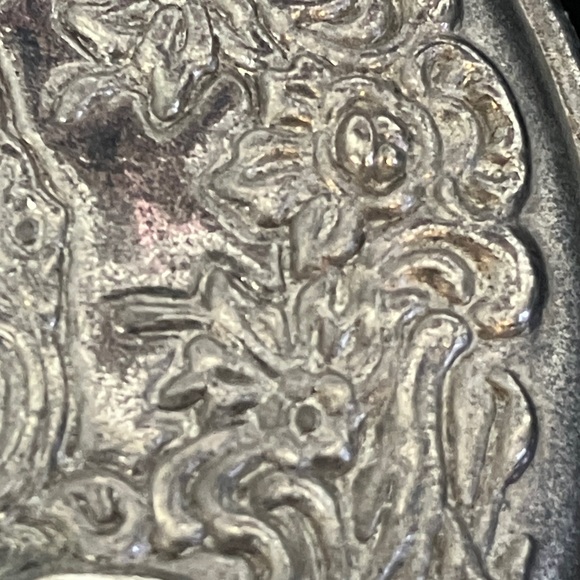 Silver-plated handheld compact/mirror - Picture 3 of 7